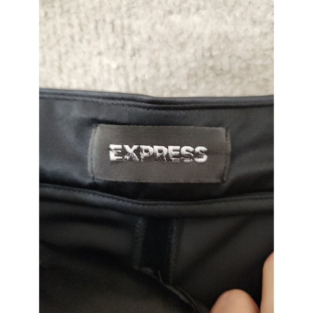 Express Skinny High Rise Velvet Ankle Pants Womens 2 Black Stretch NEW - Picture 4 of 8